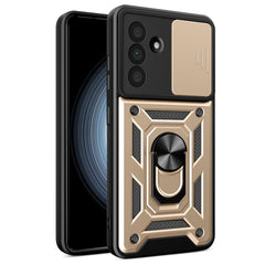 For Samsung Galaxy A56 5G Case with Slide Camera Lid PC+TPU Kickstand Phone Cover