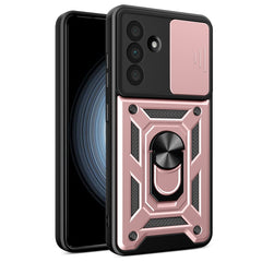 For Samsung Galaxy A56 5G Case with Slide Camera Lid PC+TPU Kickstand Phone Cover
