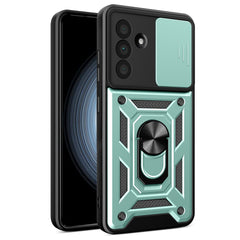 For Samsung Galaxy A56 5G Case with Slide Camera Lid PC+TPU Kickstand Phone Cover