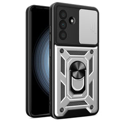 For Samsung Galaxy A56 5G Case with Slide Camera Lid PC+TPU Kickstand Phone Cover