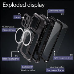 SHELLBOX M Series For iPhone 16 Pro IP68 Waterproof Case Metal Diving Phone Cover Compatible with MagSaf - TechGearPal