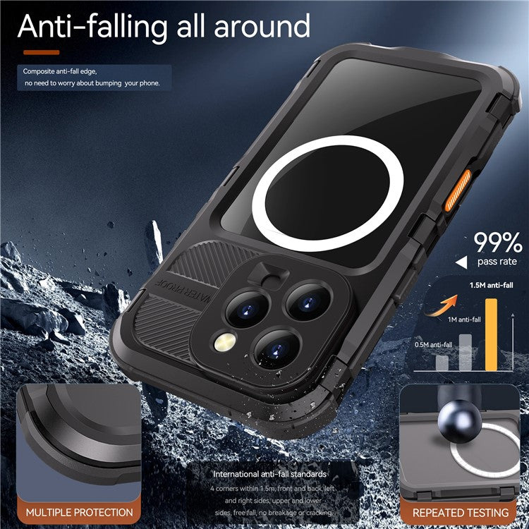SHELLBOX M Series For iPhone 16 Pro IP68 Waterproof Case Metal Diving Phone Cover Compatible with MagSaf