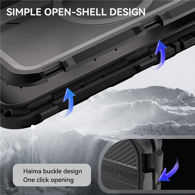 SHELLBOX M Series For iPhone 16 Pro IP68 Waterproof Case Metal Diving Phone Cover Compatible with MagSaf