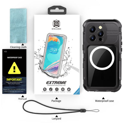 SHELLBOX M Series For iPhone 16 Pro IP68 Waterproof Case Metal Diving Phone Cover Compatible with MagSaf