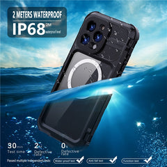 SHELLBOX M Series For iPhone 16 Pro Max IP68 Waterproof Case Metal Diving Phone Cover Compatible with MagSafe - TechGearPal