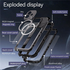 SHELLBOX M Series For iPhone 16 Plus IP68 Waterproof Case Metal Diving Phone Cover Compatible with MagSaf - TechGearPal