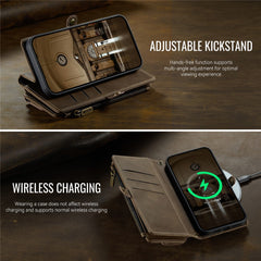 For iPhone 16 Pro Max CASEME C39 RFID Blocking Zipper Wallet Stand Leather Cover with Strap