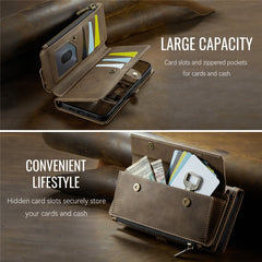 For iPhone 16 Pro Max CASEME C39 RFID Blocking Zipper Wallet Stand Leather Cover with Strap