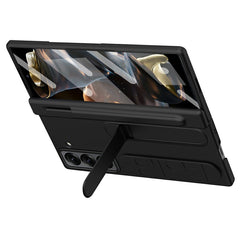 For Samsung Galaxy Z Fold 6 Slim Case Kickstand Wristband PC Phone Cover with Tempered Glass Fil - TechGearPal