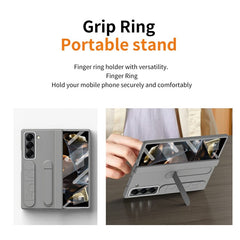 For Samsung Galaxy Z Fold 6 Slim Case Kickstand Wristband PC Phone Cover with Tempered Glass Fil - TechGearPal