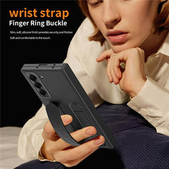 For Samsung Galaxy Z Fold 6 Slim Case Kickstand Wristband PC Phone Cover with Tempered Glass Fil - TechGearPal