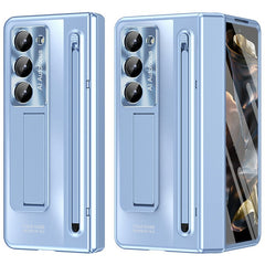 For Samsung Galaxy Z Fold 6 Slim Case Kickstand Hinge PC Phone Cover with Tempered Glass Film, Stylu - TechGearPal