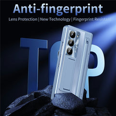 For Samsung Galaxy Z Fold 6 Slim Case Kickstand Hinge PC Phone Cover with Tempered Glass Film, Stylu - TechGearPal