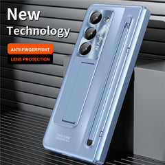 For Samsung Galaxy Z Fold 6 Slim Case Kickstand Hinge PC Phone Cover with Tempered Glass Film, Stylu - TechGearPal