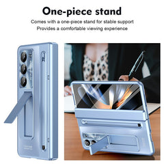 For Samsung Galaxy Z Fold 6 Slim Case Kickstand Hinge PC Phone Cover with Tempered Glass Film, Stylu - TechGearPal