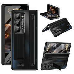For Samsung Galaxy Z Fold 6 Slim Case Kickstand Hinge PC Phone Cover with Tempered Glass Film, Stylu - TechGearPal