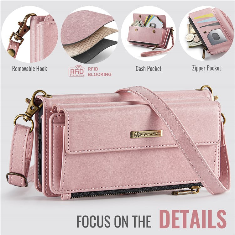 For iPhone 15 Pro Max Case CASEME C39 RFID Blocking Zipper Wallet Stand Leather Cover with Strap - TechGearPal