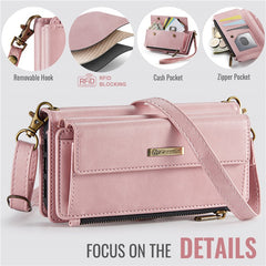 For iPhone 15 Pro Max Case CASEME C39 RFID Blocking Zipper Wallet Stand Leather Cover with Strap - TechGearPal