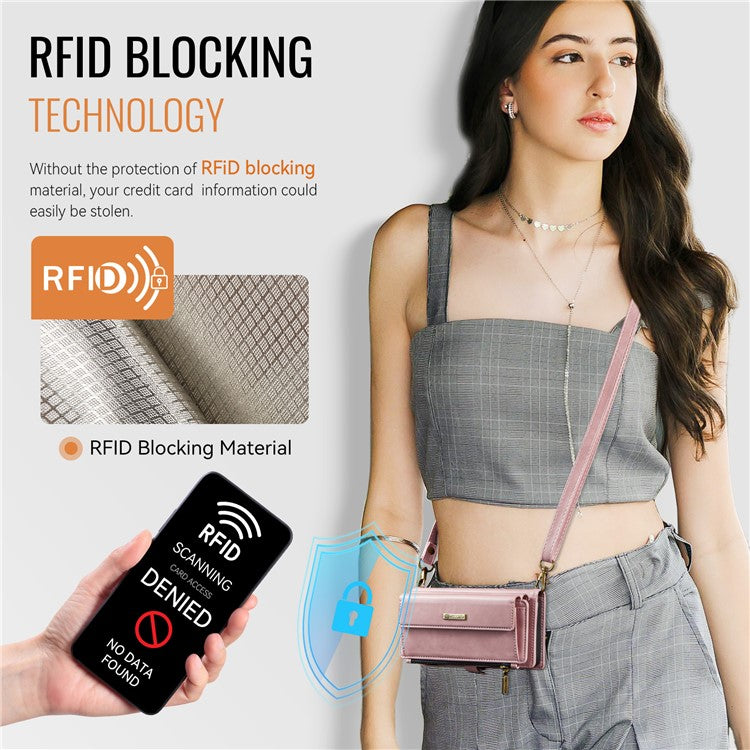 For iPhone 15 Pro Max Case CASEME C39 RFID Blocking Zipper Wallet Stand Leather Cover with Strap - TechGearPal