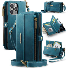 For iPhone 15 Pro Max Case CASEME C39 RFID Blocking Zipper Wallet Stand Leather Cover with Strap - TechGearPal