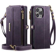 For iPhone 14 Pro Case CASEME C39 RFID Blocking Zipper Wallet Stand Leather Cover with Strap - TechGearPal