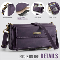 For iPhone 14 Pro Case CASEME C39 RFID Blocking Zipper Wallet Stand Leather Cover with Strap - TechGearPal