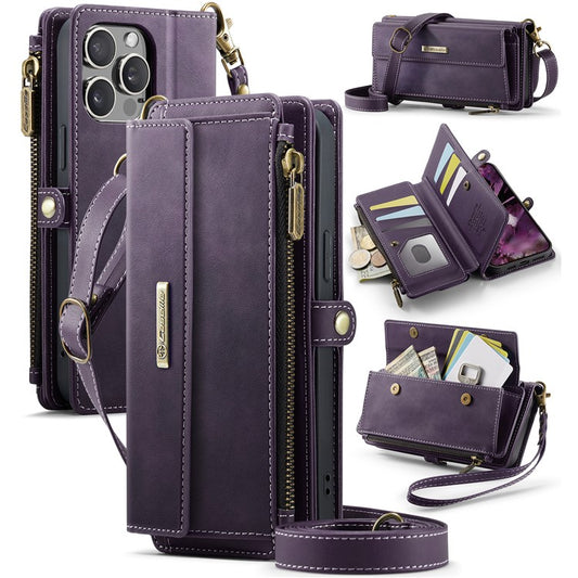 For iPhone 14 Pro Max Case CASEME C39 RFID Blocking Zipper Wallet Stand Leather Cover with Strap - TechGearPal