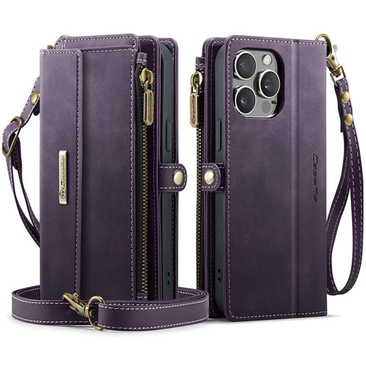 For iPhone 14 Pro Max Case CASEME C39 RFID Blocking Zipper Wallet Stand Leather Cover with Strap - TechGearPal