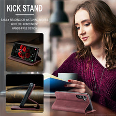 For Samsung Galaxy S25 Case CASEME 013 Series Card Holder Stand Leather Phone Cover
