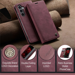For Samsung Galaxy S25 Case CASEME 013 Series Card Holder Stand Leather Phone Cover