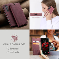 For Samsung Galaxy S25 Case CASEME 013 Series Card Holder Stand Leather Phone Cover