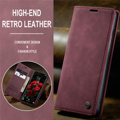 For Samsung Galaxy S25 Case CASEME 013 Series Card Holder Stand Leather Phone Cover