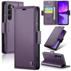 For Samsung Galaxy S25 Leather Case CASEME 023 RFID Blocking 3 Card Slot Mobile Cover