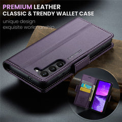 For Samsung Galaxy S25 Leather Case CASEME 023 RFID Blocking 3 Card Slot Mobile Cover