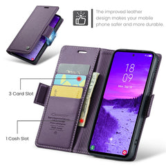For Samsung Galaxy S25 Leather Case CASEME 023 RFID Blocking 3 Card Slot Mobile Cover