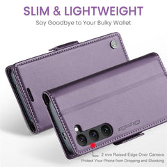 For Samsung Galaxy S25 Leather Case CASEME 023 RFID Blocking 3 Card Slot Mobile Cover