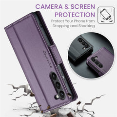 For Samsung Galaxy S25 Leather Case CASEME 023 RFID Blocking 3 Card Slot Mobile Cover