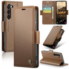 For Samsung Galaxy S25 Leather Case CASEME 023 RFID Blocking 3 Card Slot Mobile Cover