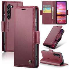 For Samsung Galaxy S25 Leather Case CASEME 023 RFID Blocking 3 Card Slot Mobile Cover