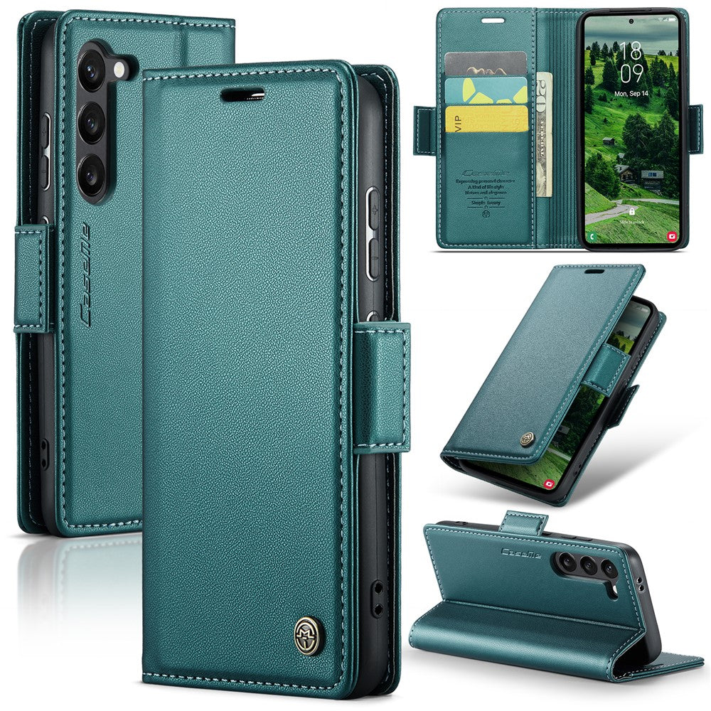 For Samsung Galaxy S25 Leather Case CASEME 023 RFID Blocking 3 Card Slot Mobile Cover