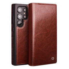 QIALINO For Samsung Galaxy S25 Ultra Case Wallet Flip Stand Phone Cover Genuine Cow Leather
