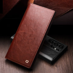 QIALINO For Samsung Galaxy S25 Ultra Case Wallet Flip Stand Phone Cover Genuine Cow Leather