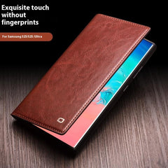 QIALINO Für Samsung Galaxy S25 + Fall Brieftasche Flip Stand Telefon Abdeckung Echtes Kuh Leder 
