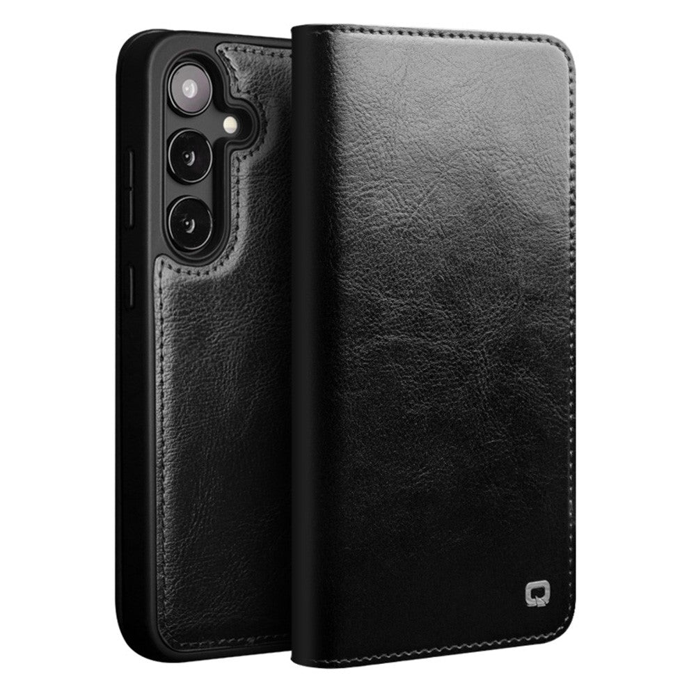 QIALINO For Samsung Galaxy S25 Case Wallet Flip Stand Phone Cover Genuine Cow Leather
