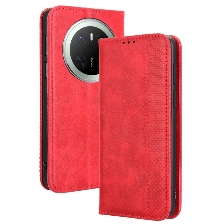 For Huawei Mate 70 Leather Case Wallet Stand Retro Texture Phone Cove - TechGearPal