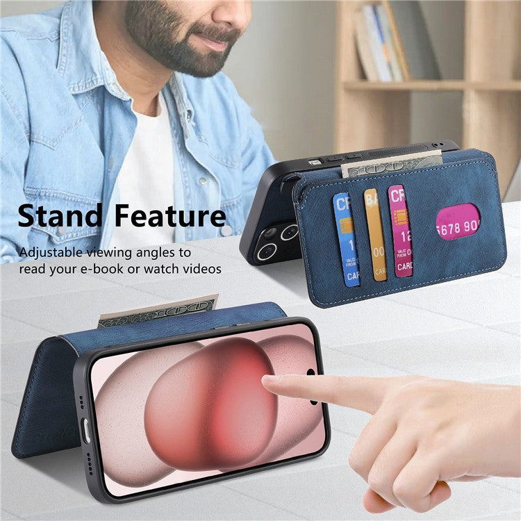 CASENEO MW-03 For iPhone 14 Case with Detachable Wallet Leather+TPU Phone Cove - TechGearPal