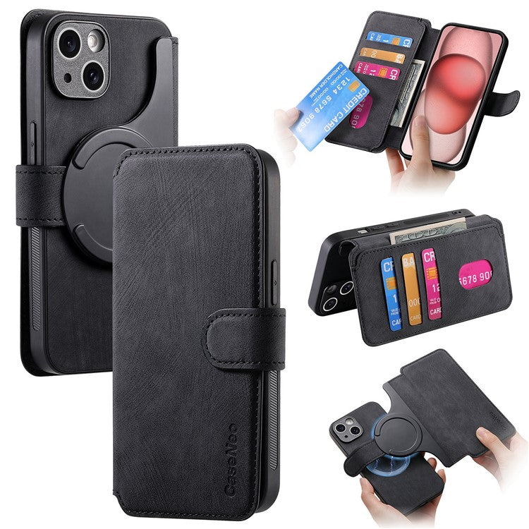 CASENEO MW-03 For iPhone 14 Case with Detachable Wallet Leather+TPU Phone Cove - TechGearPal