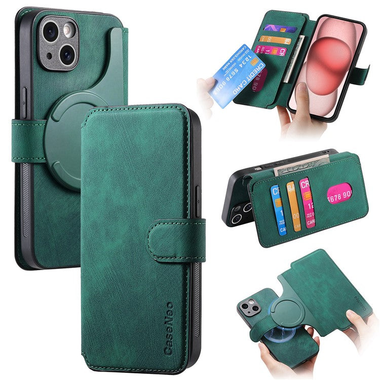 CASENEO MW-03 For iPhone 14 Case with Detachable Wallet Leather+TPU Phone Cove - TechGearPal