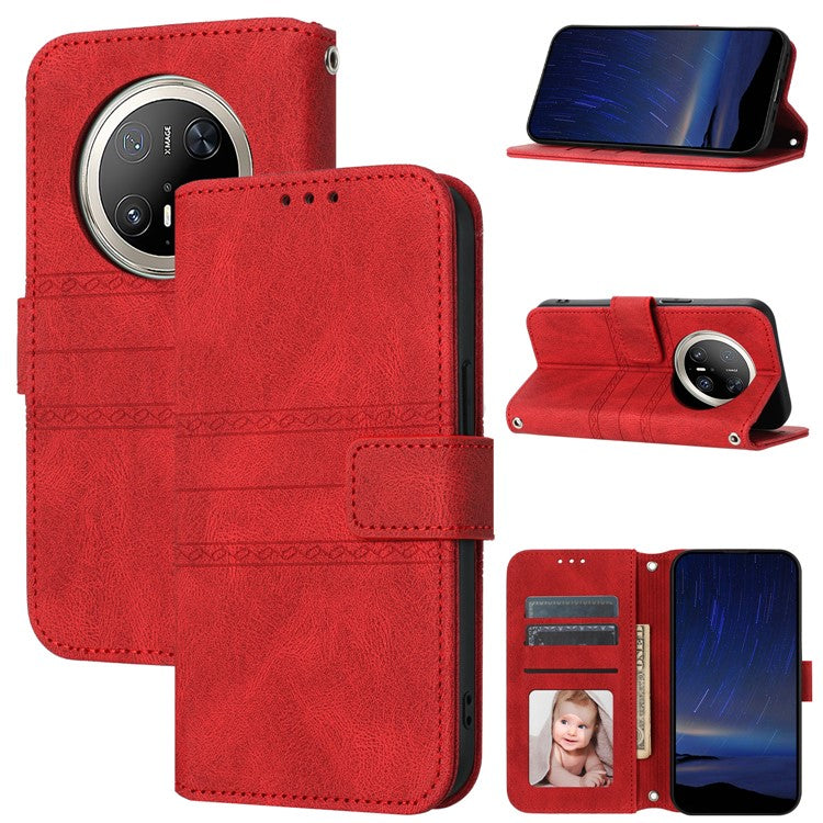 For Huawei Mate 70 Pro / Mate 70 Pro+ Case Wallet Skin-Touch Leather Imprinted Phone Cove - TechGearPal