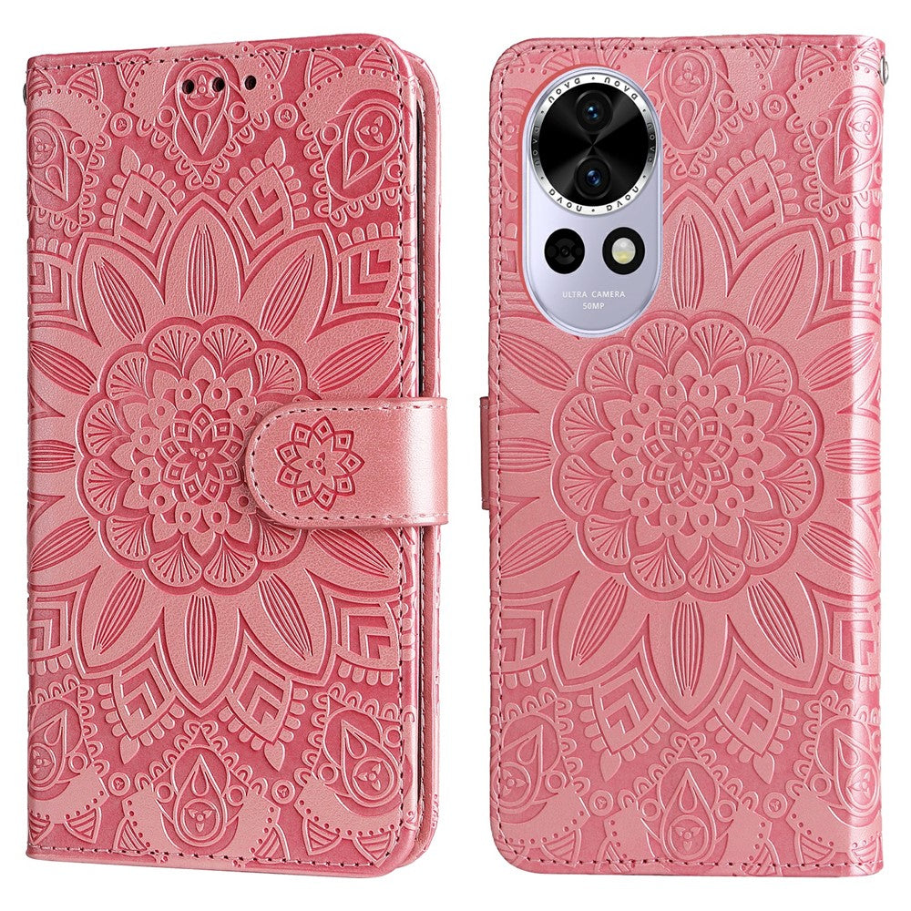 Für Huawei nova 13 5G / nova 12 5G Hülle Sonnenblumen Aufdruck Leder Brieftasche Handyhülle 